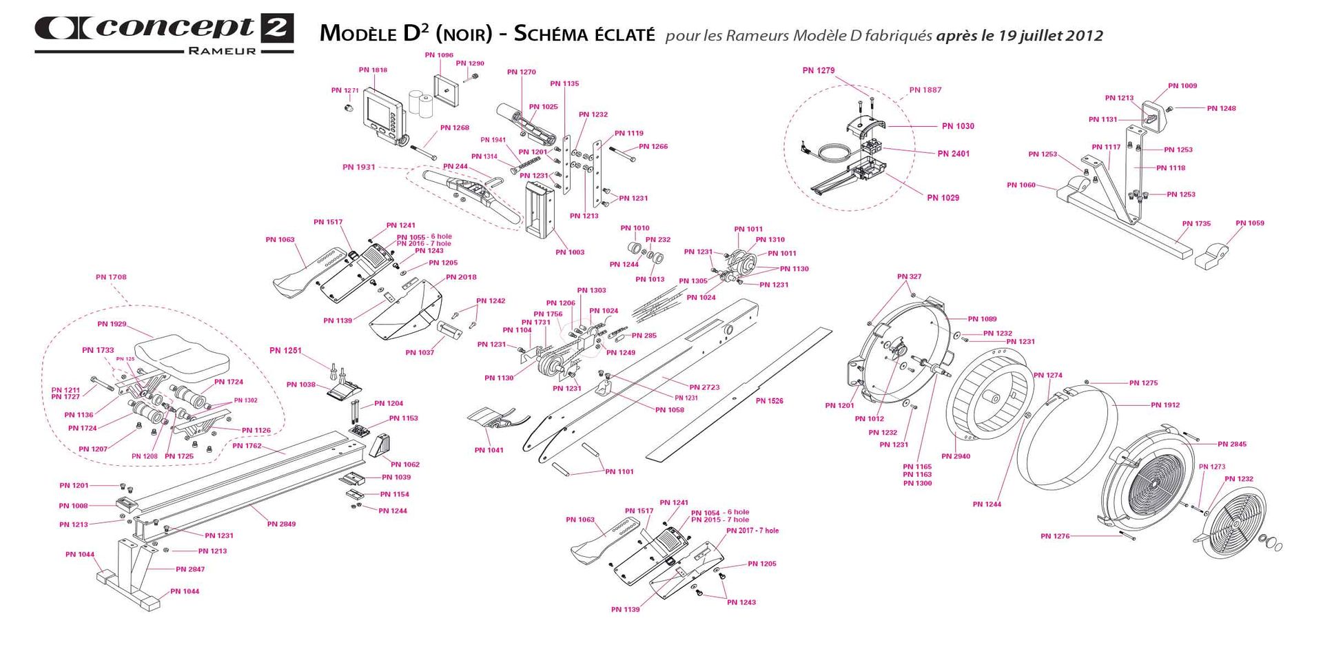 Rameur Poignée pour Concept 2 modèles, B, C, D, E, gratuit rapide le Lendemain au Royaume-Uni les Clients