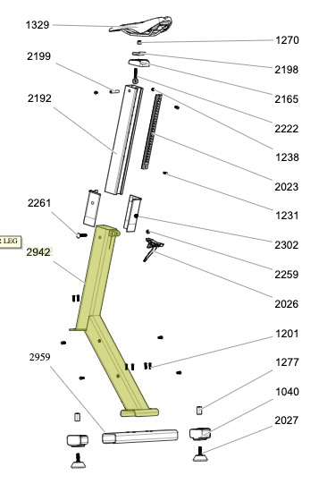 Bras ARRIÈRE (sans tige de selle et sans selle) - BikeErg